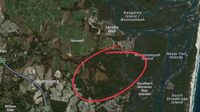 The area marked shows how large the Greenridge site is at Pimpama, in the northern Gold Coast.