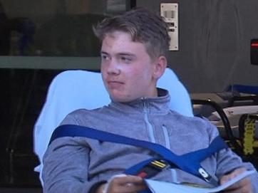 16yo Nathan Ness was bitten by a shark on a boat off West Beach today . Picture: 7NEWS