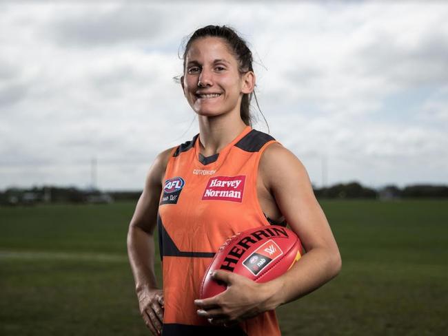 GWS player Jessica Dal Pos was coached by her father. Picture: Cameron Spencer