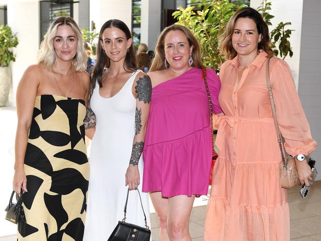 Erin Studd, Kehley McMahon, Verena Louise and Bianca Shugg. Townsville Business Women's Circle, International Women's Day Luncheon at The Ville. Picture: Shae Beplate.