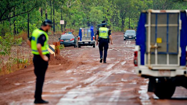 Emergency services near the scene of a Cessna 210 small plane crash off of Gunn Point Road which has killed both occupants. Picture: MICHAEL FRANCHI