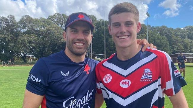 James Tedesco with Camden product and new Roosters signing Lachlan Dooner.