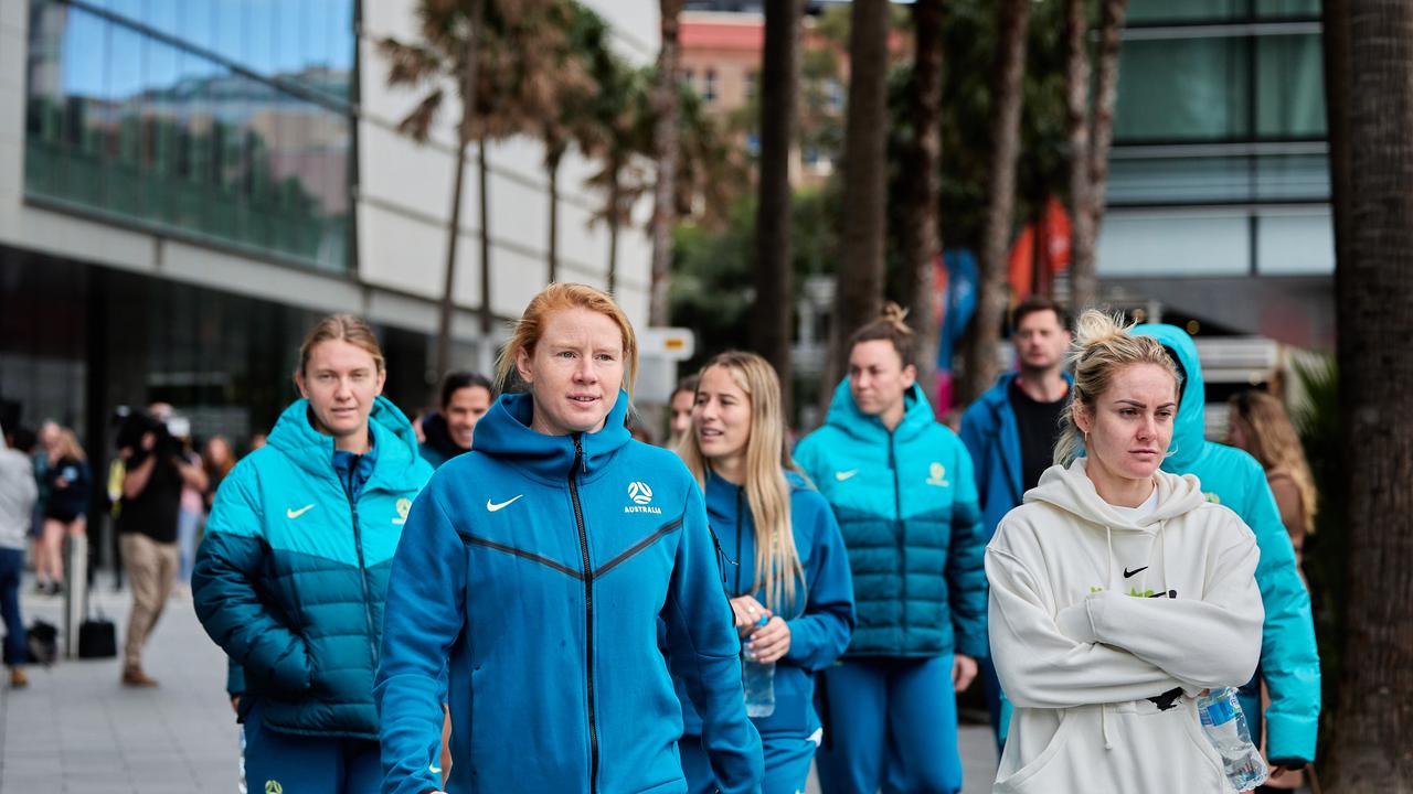 Clare Polkinghorne and teammates complete the team walk in Sydney. Photo: Ann Odong, FFA