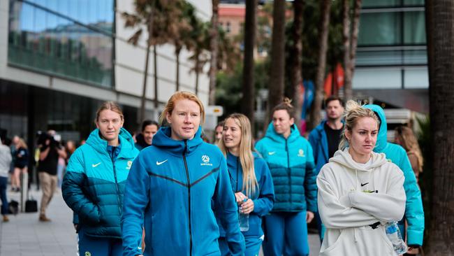 Clare Polkinghorne and teammates complete the team walk in Sydney. Photo: Ann Odong, FFA