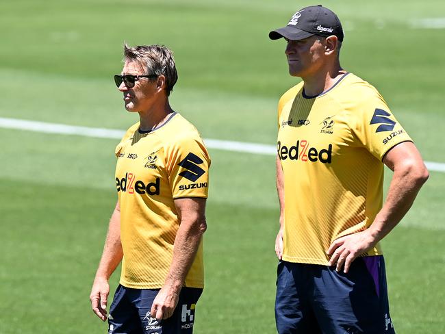 Craig Bellamy and with assistant coach Jason Ryles in 2020. Picture: Bradley Kanaris/Getty Images