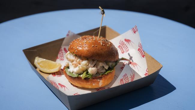 Fresh lobster roll from The Lobster Shack, which overlooks Bicheno’s ‘Gulch’. Picture: Tourism Australia