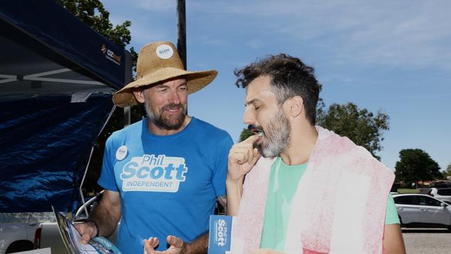 Voters and party volunteers in Darwin, NT, at the 2025 federal election. Picture: Pema Tamang Pakhrin.