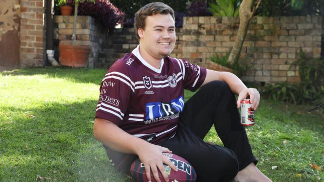 Manly supporter and NRL Supercoach winner Declan Creek pictured at his home. Picture: Rohan Kelly.