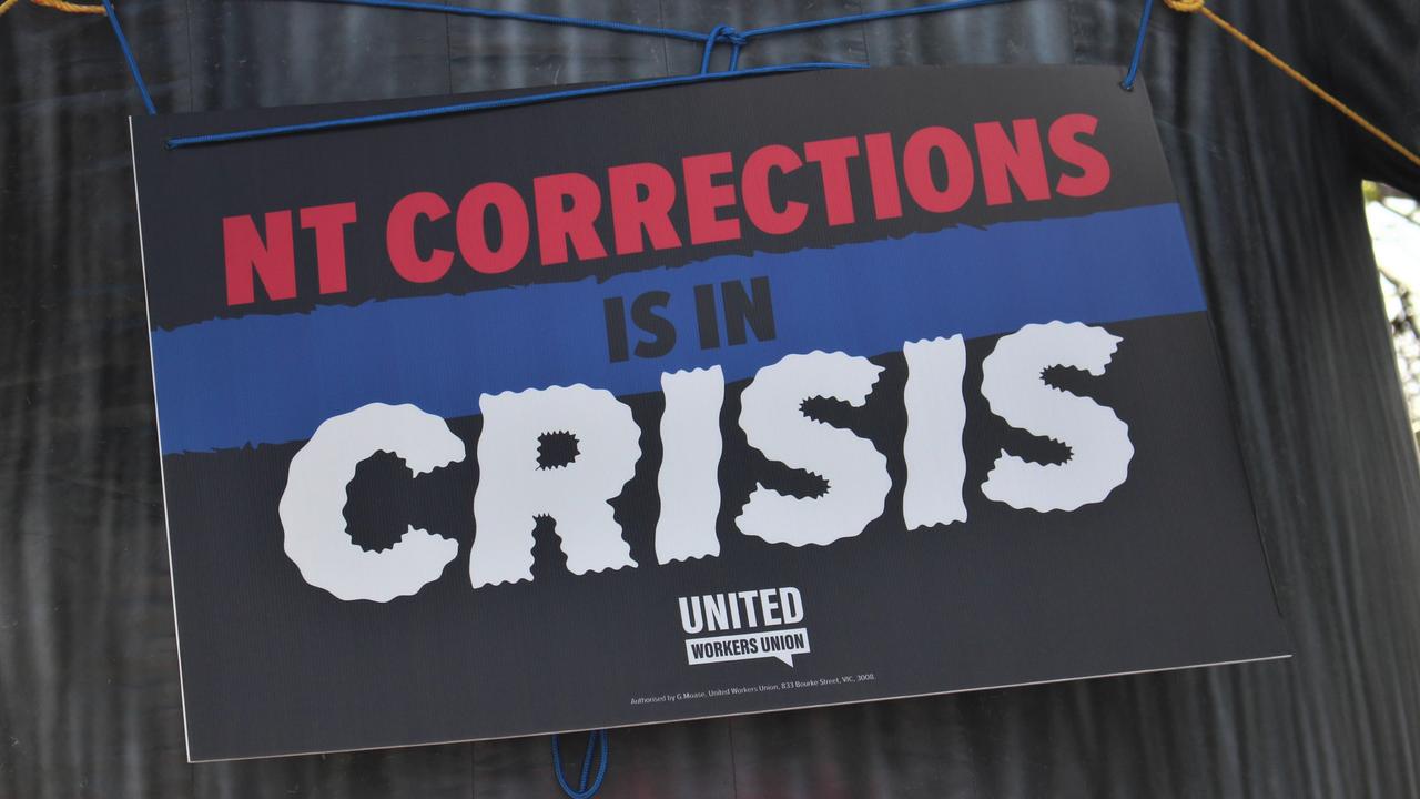 Darwin Correctional Centre prison workers taking protected industrial action on Monday, July 18 2022. Picture: Jason Walls