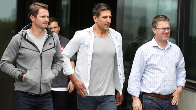 AFLPA President Matthew Pavlich, Board Member Patrick Dangerfield and CEO Paul Marsh. Picture: Alison Wynd