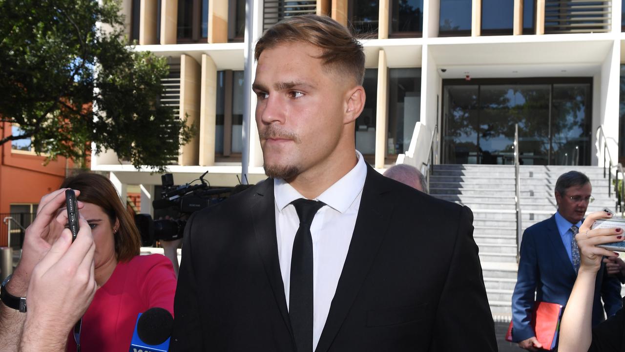 St George Illawarra Dragons player Jack de Belin is currently stood down while his court case continues.