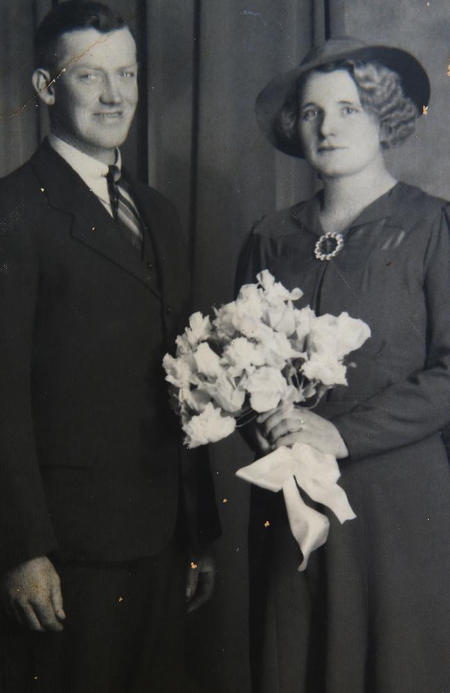 Ted and Dulcie Baron on their wedding day. The couple lived in poverty and the kids don’t remember much of their father being well.