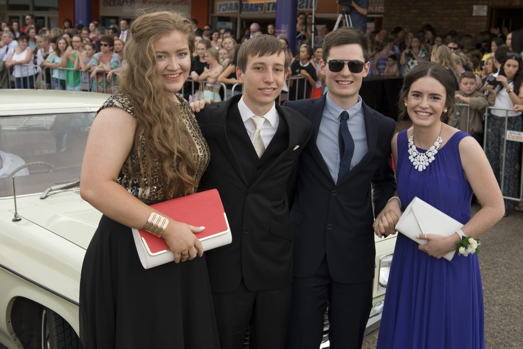 Arriving together are (from left) Erin Richardson and Tom McCormack with Joseph Patterson and Erin Hasted. Picture: Kevin Farmer