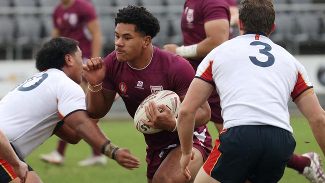 QLD player 8, Josiah Pahulu, ASSRL National Semi-finals, QLD vs NSW CIS (18), Redcliffe. Picture: Liam Kidston