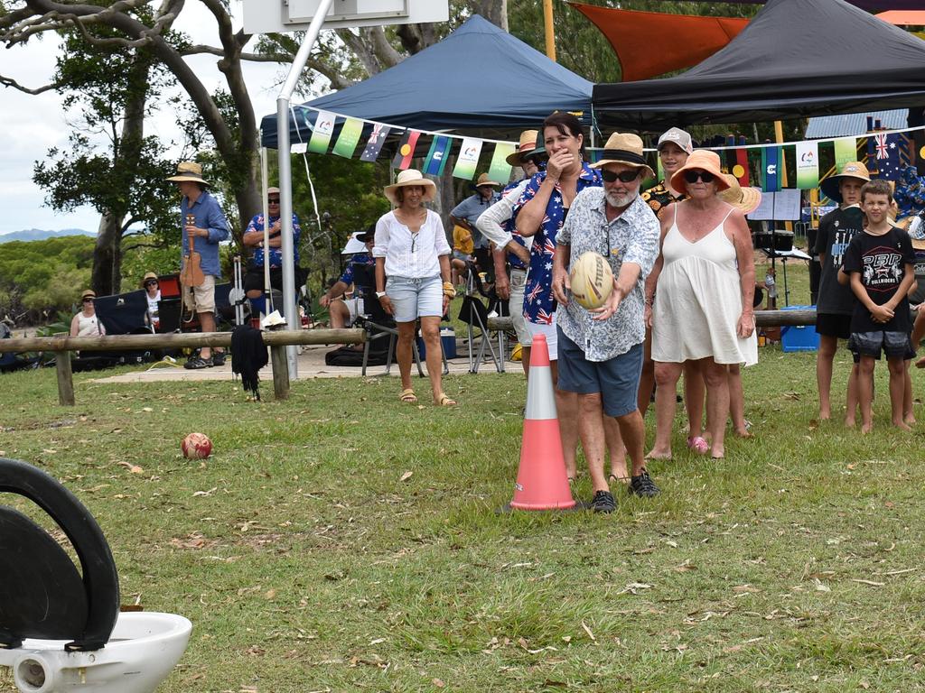 Michael Connolly in Dummy Throwing contest at St Helens Australia Day Celebration, January 26, 2022. Picture: Madeleine Graham