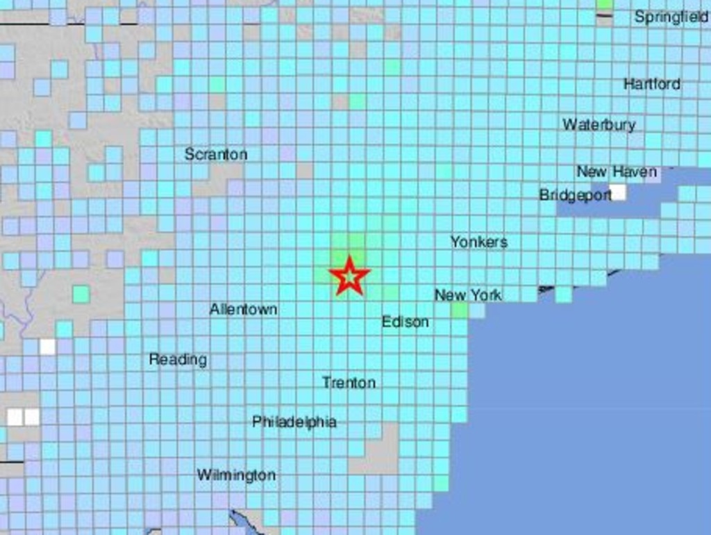 An earthquake intensity map showed the large area its was felt. Picture: USGS.