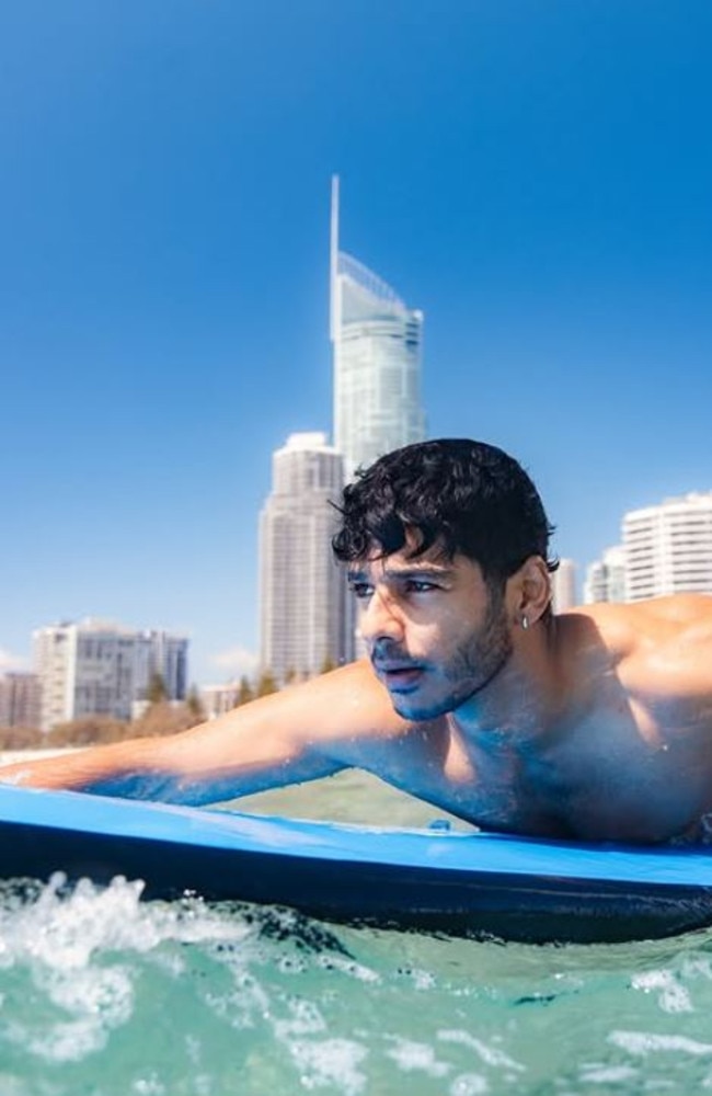 Ishaan Khatter makes the most of a visit to the Gold Coast. Picture: Instagram