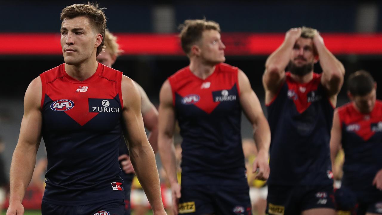 It’s a new season, but the same old problems for Melbourne. (Photo by Graham Denholm/AFL Photos via Getty Images)