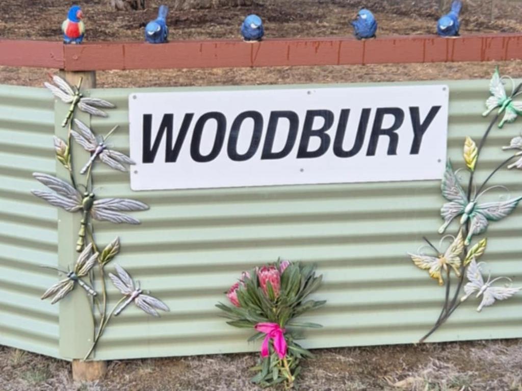 A floral tribute for Ms Smith placed at the gate outside her home. Picture: Supplied