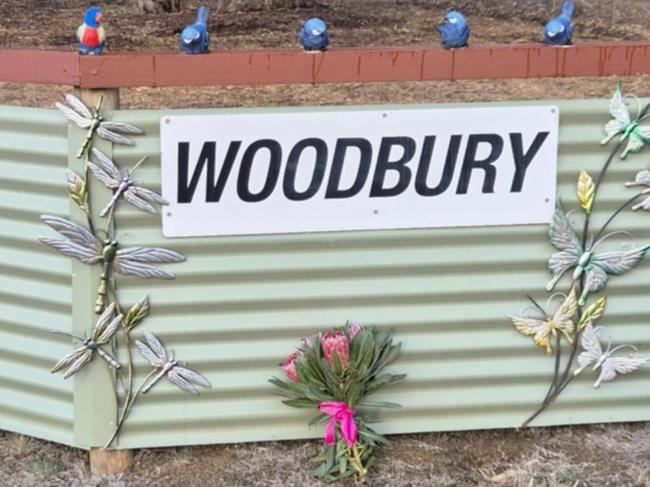 A floral tribute for Ms Smith placed at the gate outside her home. Picture: Supplied