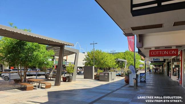 Concept plans for a proposed return of traffic to Langtree Mall in Mildura, as viewed from the non-traffic side. Picture: Langtree Mall Evolution