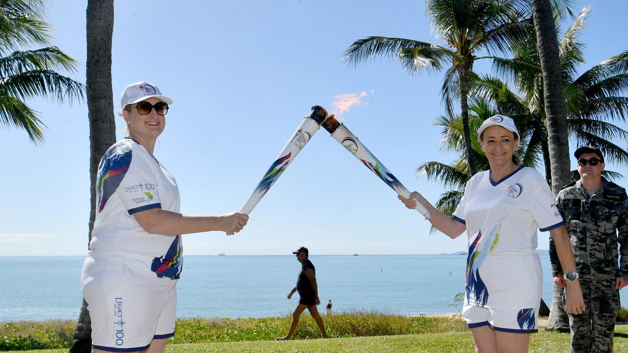 Legacy Centenary Torch Relay and community day at Jezzine Barracks. Torch bearers Wing Commander Naomi Gill and Mayor Jenny Hill. Picture: Evan Morgan