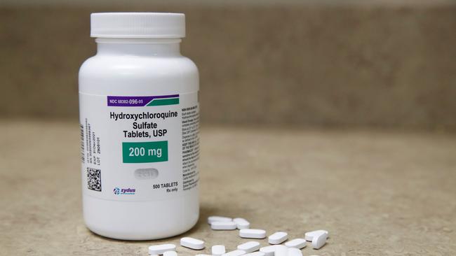 Clive Palmer’s stash of hydroxychloroquine would have filled tens of thousands of these 200mg bottles. (Photo by GEORGE FREY / AFP)