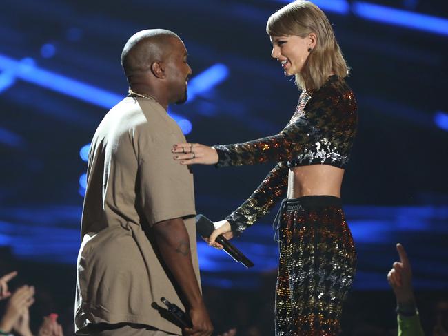 Taylor Swift and Kanye West at the MTV Video Music Awards. Picture: AP