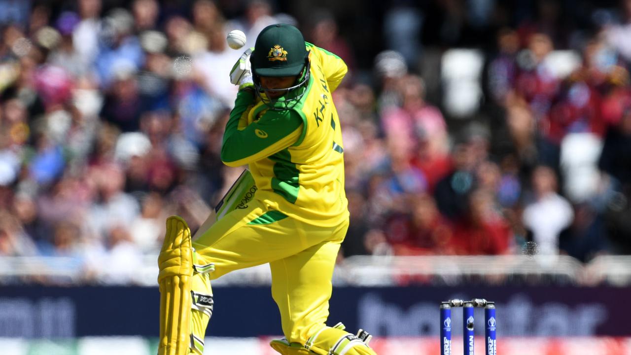 Usman Khawaja was peppered by bouncers by the West Indies.