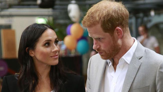 The Duke and Duchess of Sussex, Britain's Prince Harry and his wife Meghan, visit the Dogpatch startup hub in Dublin ahead of today’s World Cup semi-final. Photo: AFP