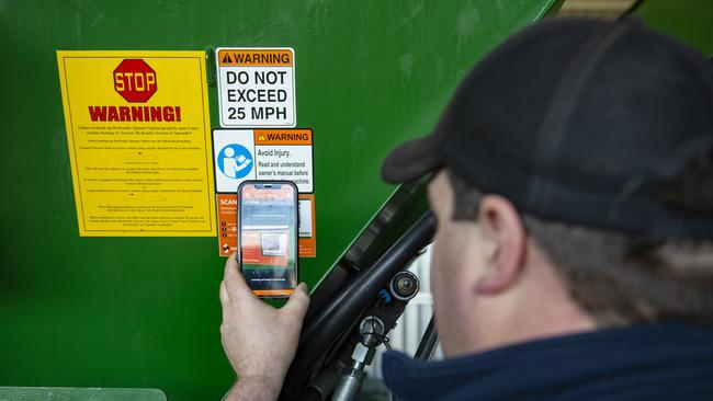 Daily safety checks, accessed by QR code, are part of Peel Ag’s on-farm routine. Picture: Zoe Phillips