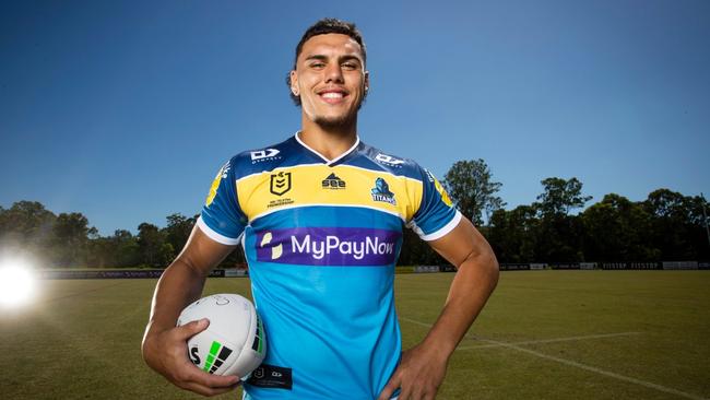 Gold Coast Titans player Iszac Fa'asuamaleaui.Picture: NIGEL HALLETT