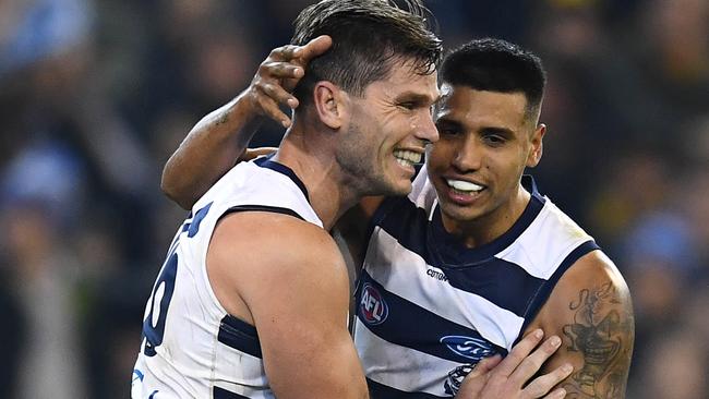 Tim Kelly (right) is loving playing at the Cats. Pic: Getty Images