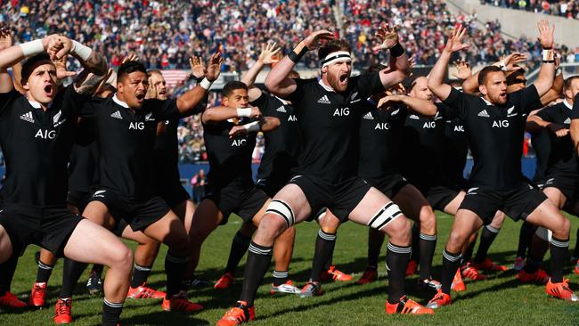 The All Blacks perform the haka at Soldier Field in Chicago last weekend.