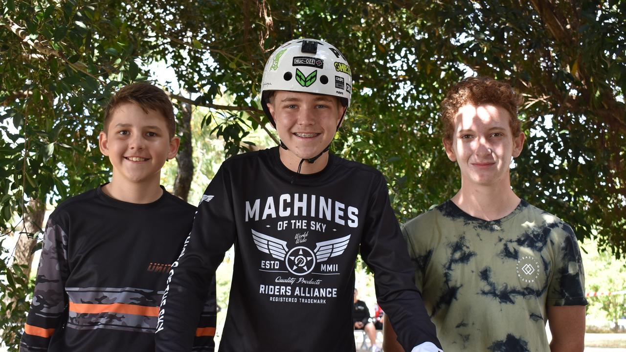 Mackay and District BMX Club, or MAD BMX Club members (from left) Aiden Parish, Connor Parish and Tyler Morgan at the River2Reef Ride. Picture: Tara Miko