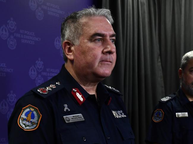 NT Police Commissioner Michael Murphy and Detective Senior Sergeant Brendan Lindner confirm four children are suspected to have been killed in the Pine Creek fatal crash from Friday September 29.