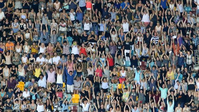 Gabba seats allow for a gap of 6.5cm between each person. Picture: Jack Tran