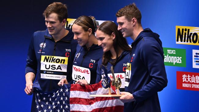 The Americans were named the team of the championships despite winning less golds than Australia. (Photo by Philip FONG / AFP)