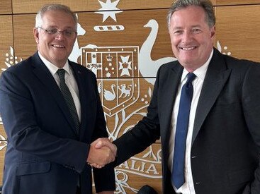 Piers Morgan meets with Scott Morrison last Thursday.