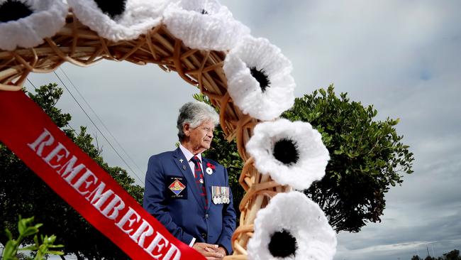 Clarence Ormsby pictured at a Veterans Suicide Memorial in Budgewoi lobbied for due to personal experience after the Vietnam War. Picture: Sue Graham