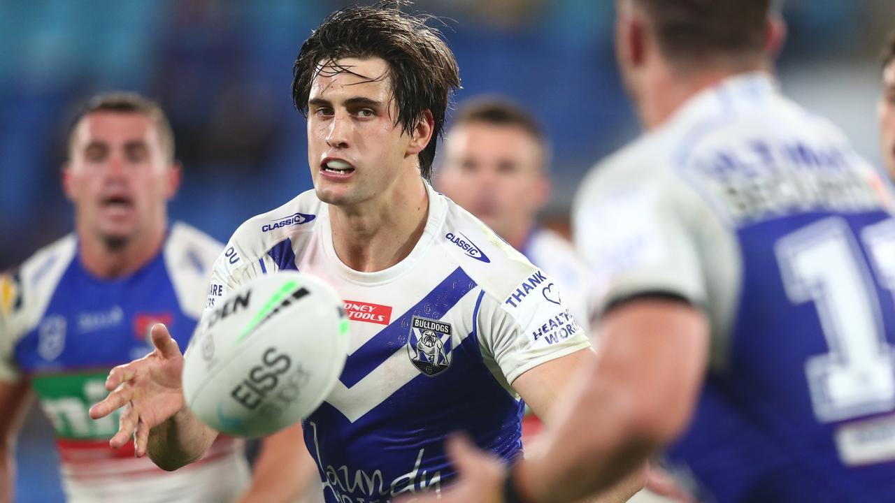 Bulldogs halfback Lachlan Lewis is set to cop a $10k fine for allegedly trying to sell a team speaker on eBay. Picture: Chris Hyde/Getty Images