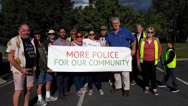 Bethania residents at a street march in June to lobby for more police. The march was past the public housing property in Federation Dr.