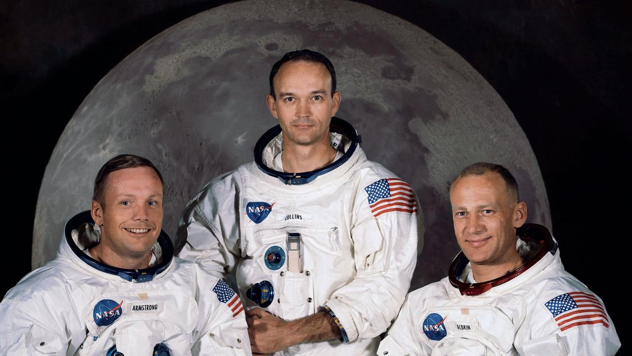 The crew of Apollo 11, from left, Neil Armstrong, Michael Collins and Edwin “Buzz” Aldrin in 1969. Picture: NASA/AP