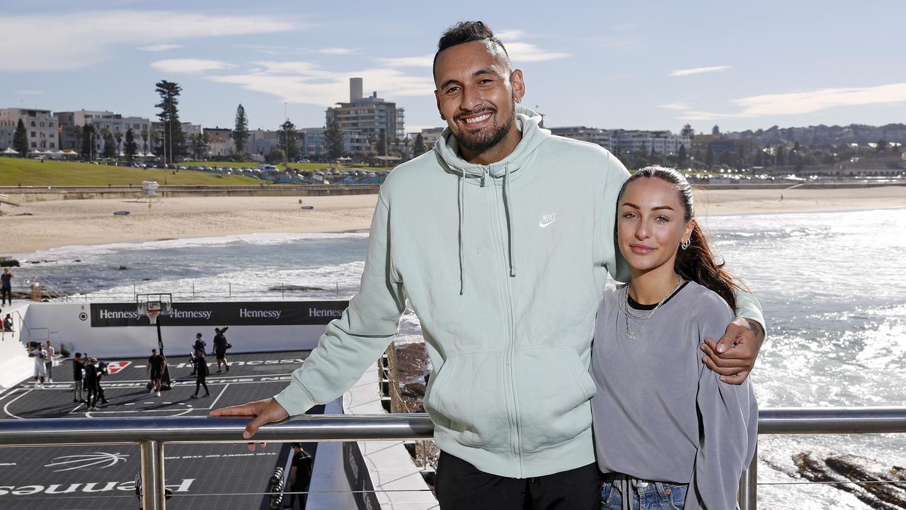 Tennis star Nick Kyrgios with then-girlfriend Chiara Passari. Picture: Toby Zerna