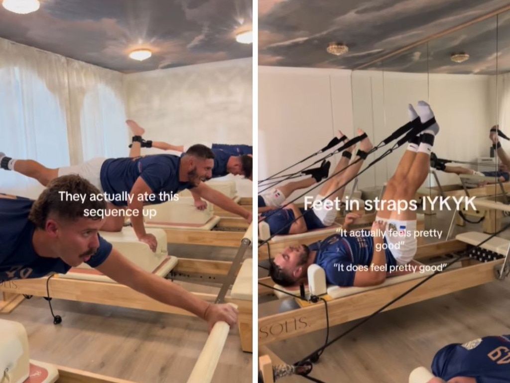 Sydney soccer team "humbled" by pilates class. Picture: Supplied.