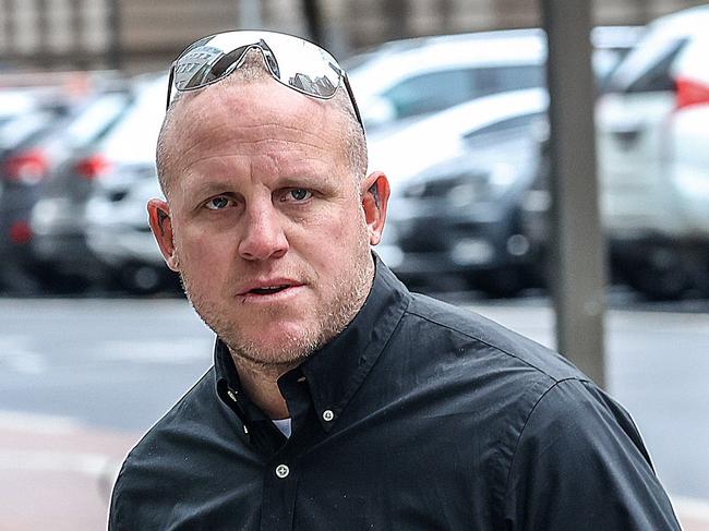 Brett Spits of Echuca arrives at court for sentencing into the theft of V8 Supercars champion Mark Winterbottom's boat. Picture: Ian Currie / NCA NewsWire