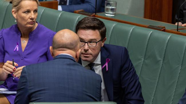 Nationals leader David Littleproud and Peter Dutton in question time in Canberra. Picture: Gary Ramage/NCA NewsWire