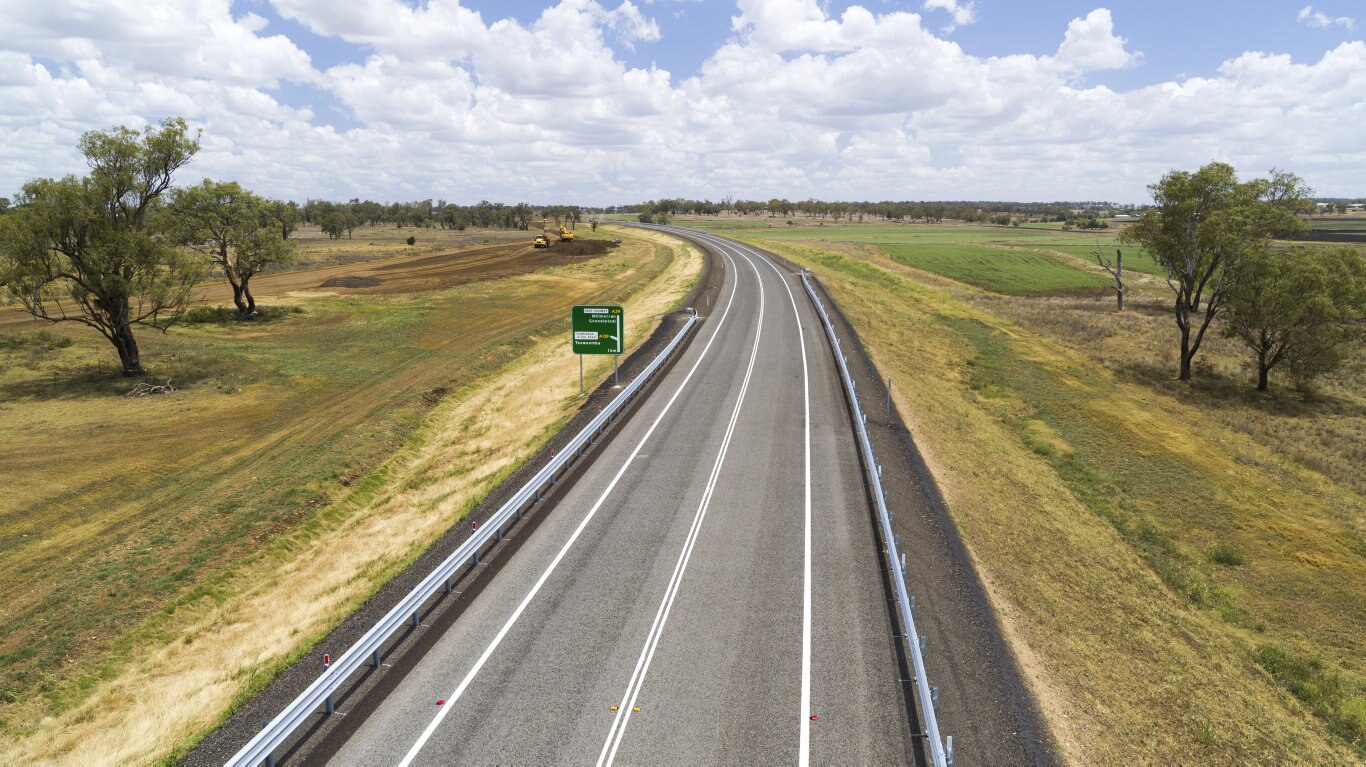 Toowoomba Second Range Crossing south bound view towards Gore Highway.