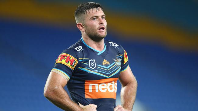 GOLD COAST, AUSTRALIA – MARCH 22: Mitch Rein of the Titans looks on during the round 2 NRL match between the Gold Coast Titans and the Parramatta Eels at Cbus Super Stadium on March 22, 2020 in Gold Coast, Australia. (Photo by Chris Hyde/Getty Images)