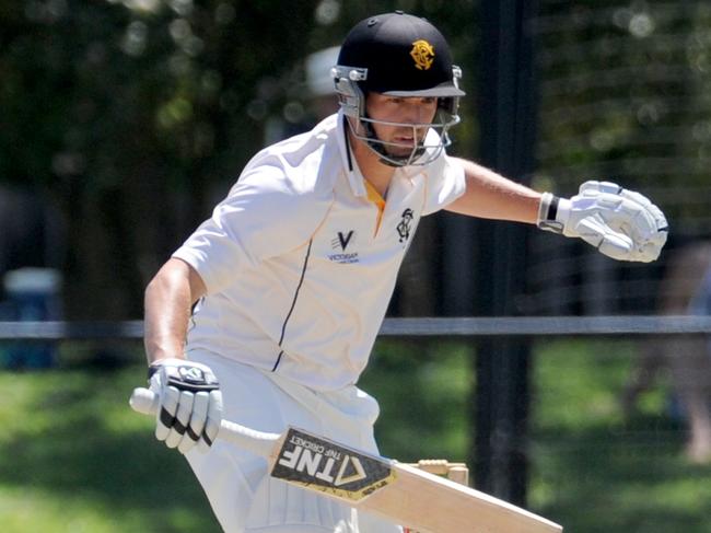 Premier Cricket: Monash Tigers v Essendon at Central Reserve Glen Waverley. Monash batsman Sam Taylor. Picture: Andrew Henshaw